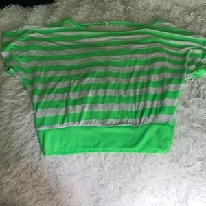 green & white striped shirt